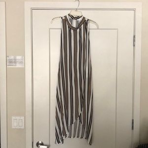 Striped sleeveless hi-lo dress